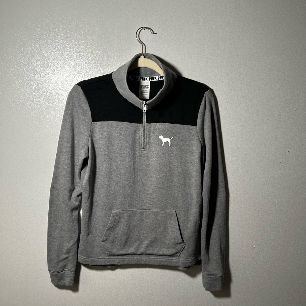 PINK Victoria's Secret Charcoal and Black Zip-Up Sweater
